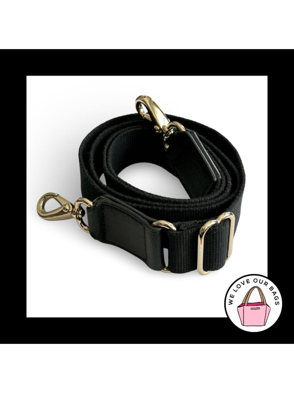 COACH BAG STRAP Black Web Canvas Leather Replacement Purse Crossbody Shoulder